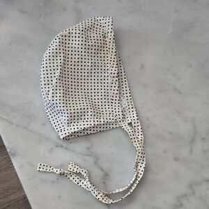 Kids Polka Dot Bonnet - White with Black Dots